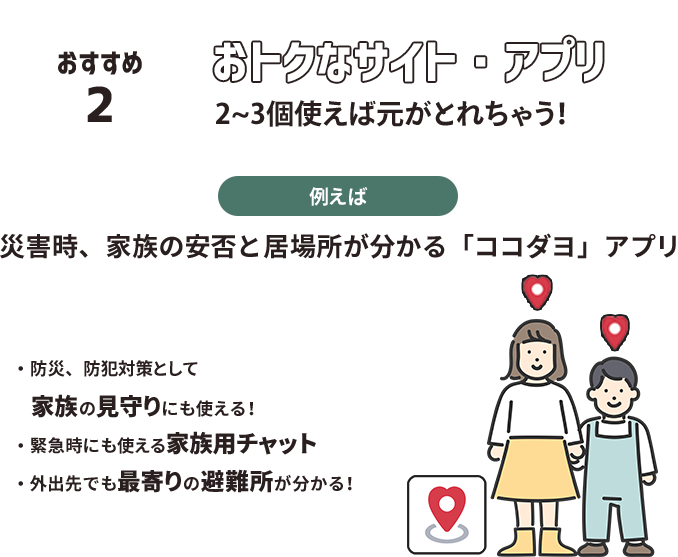 おすすめ2 おトクなサイト・アプリ 2～3個使えば元がとれちゃう！