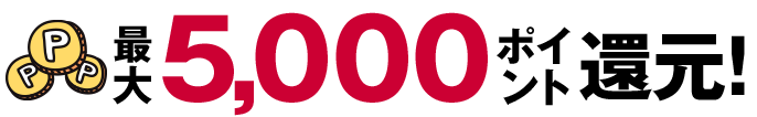 最大5,000ポイント還元！